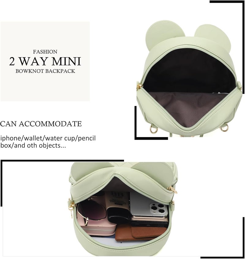 KL928 Girls Mini Backpack Bowknot Polka Dot Cute Small Daypacks Convertible Shoulder Bag Purse for Women - Image 4